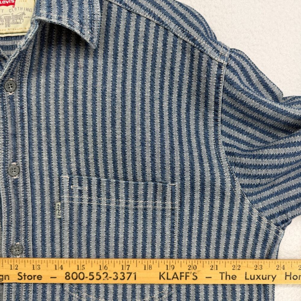LEVIS Shirt Men M Railroad Hickory Striped Button Up White Tab Cotton HK VTG - Picture 9 of 11